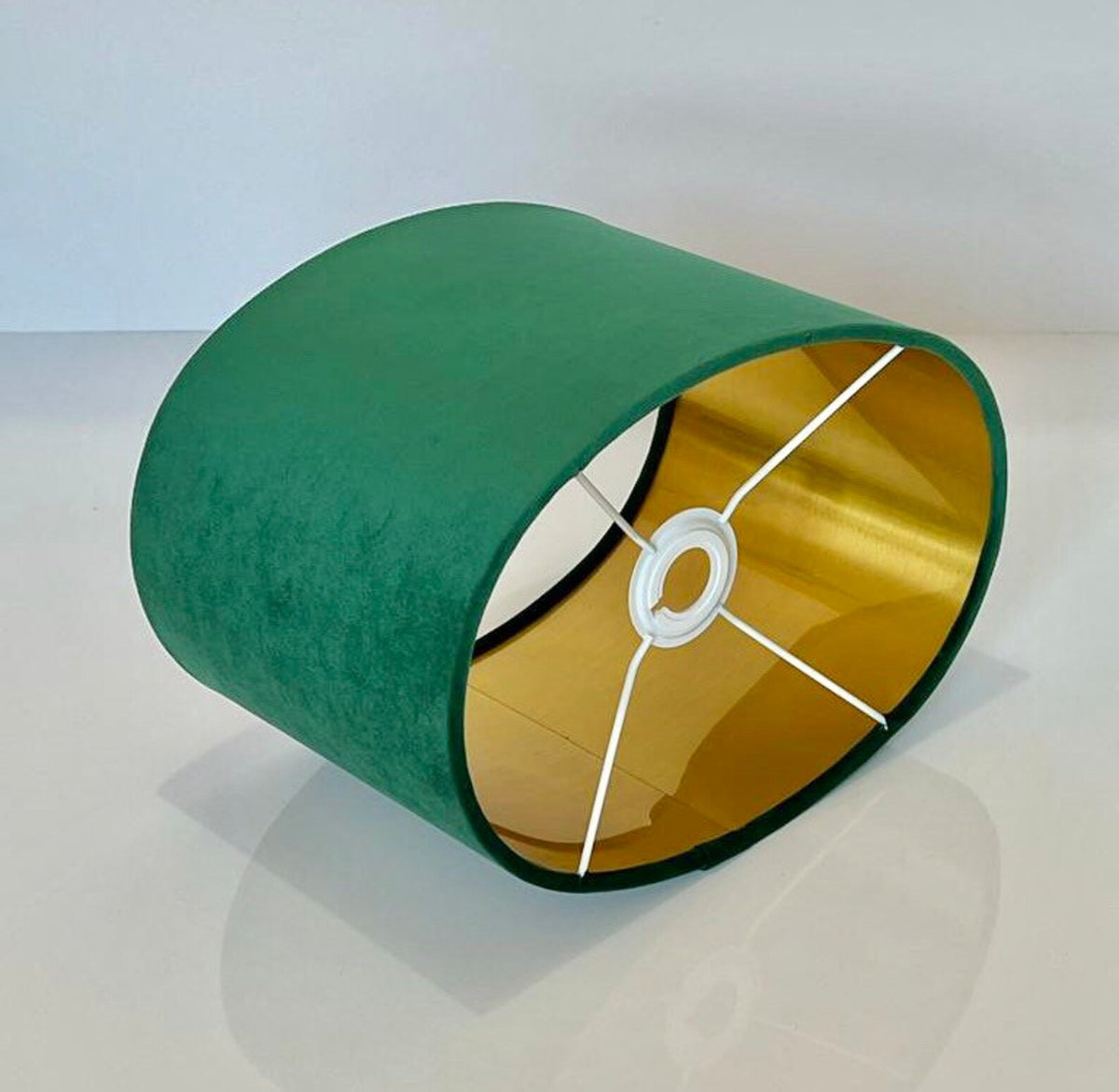 New luxury high quality emerald green velvet fabric lamp shade oval shape lamp shade OVAL metallic lining