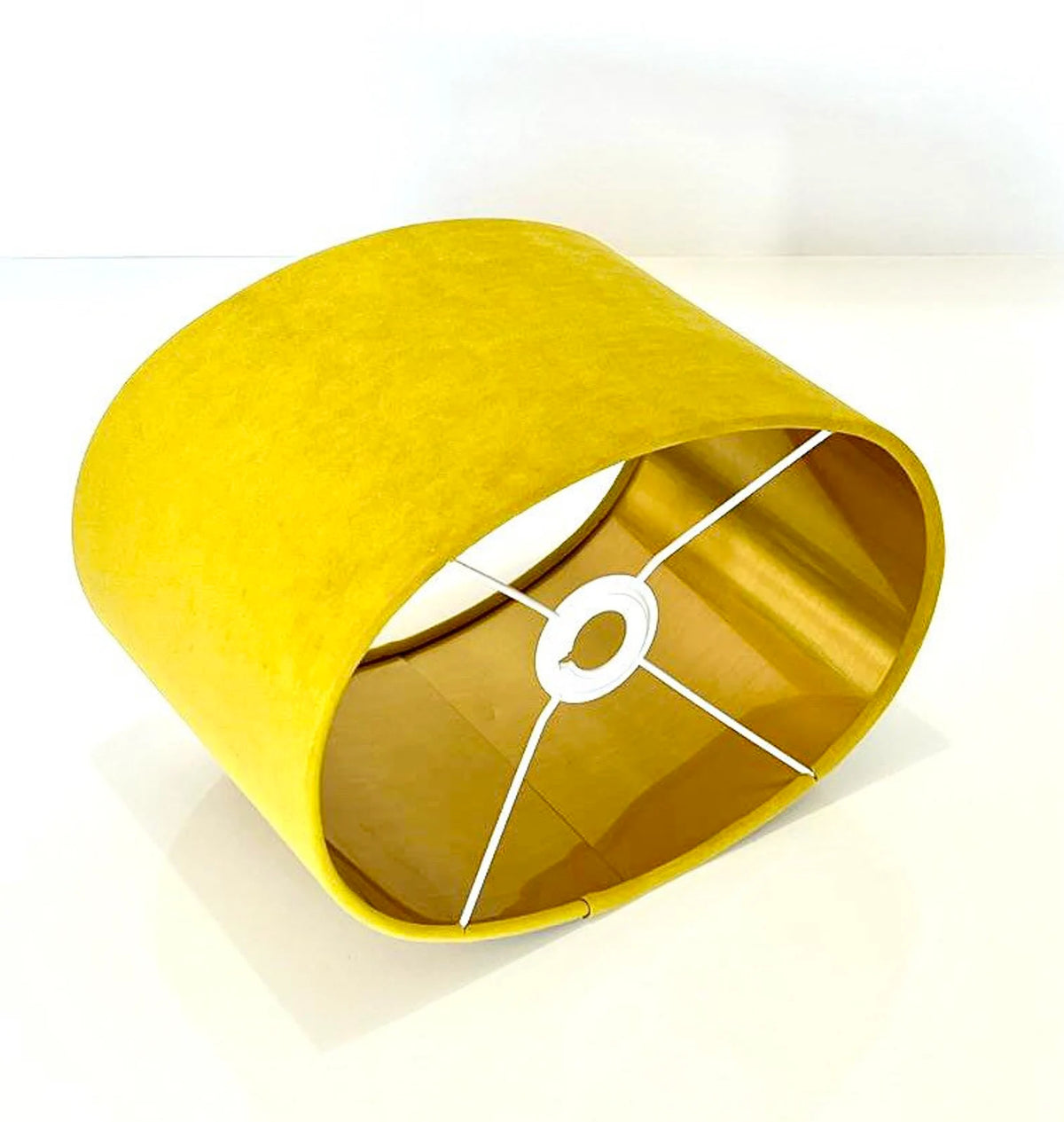 New luxury high quality lime yellow velvet fabric lamp shade oval shape lamp shade OVAL metallic lining
