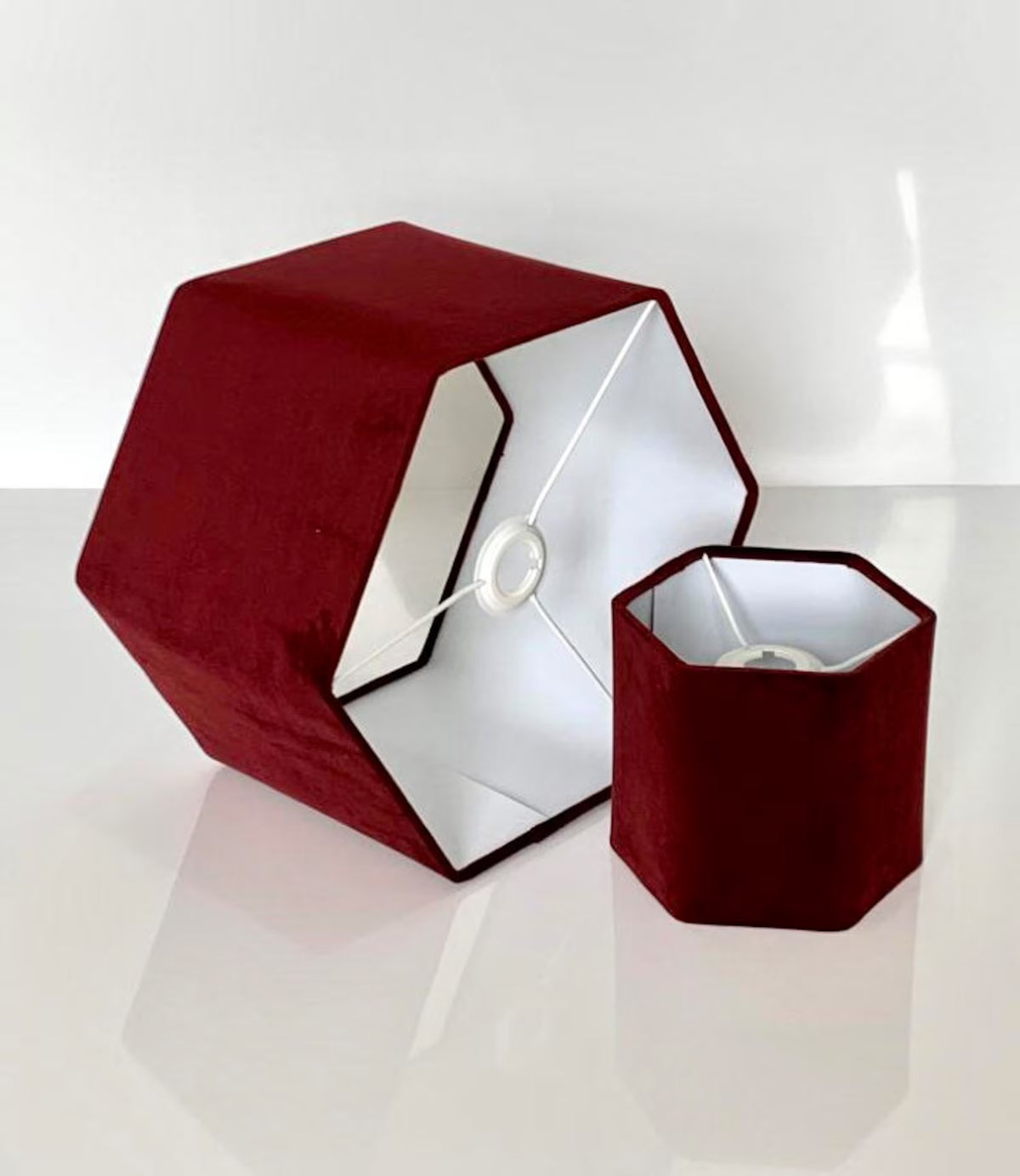 New HQ modern burgundy soft velvet table and ceiling lamp shade pendant multi sizes And multi sizes drum, hexagon, rounded square, tapered