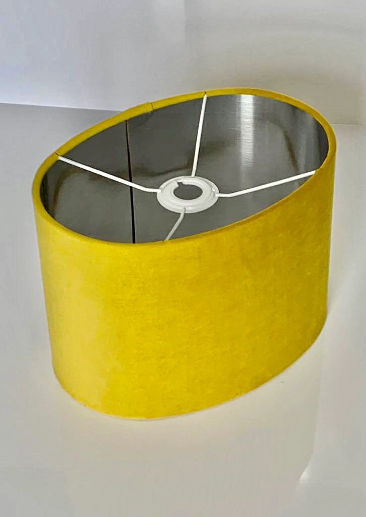 New luxury high quality lime yellow velvet fabric lamp shade oval shape lamp shade OVAL metallic lining