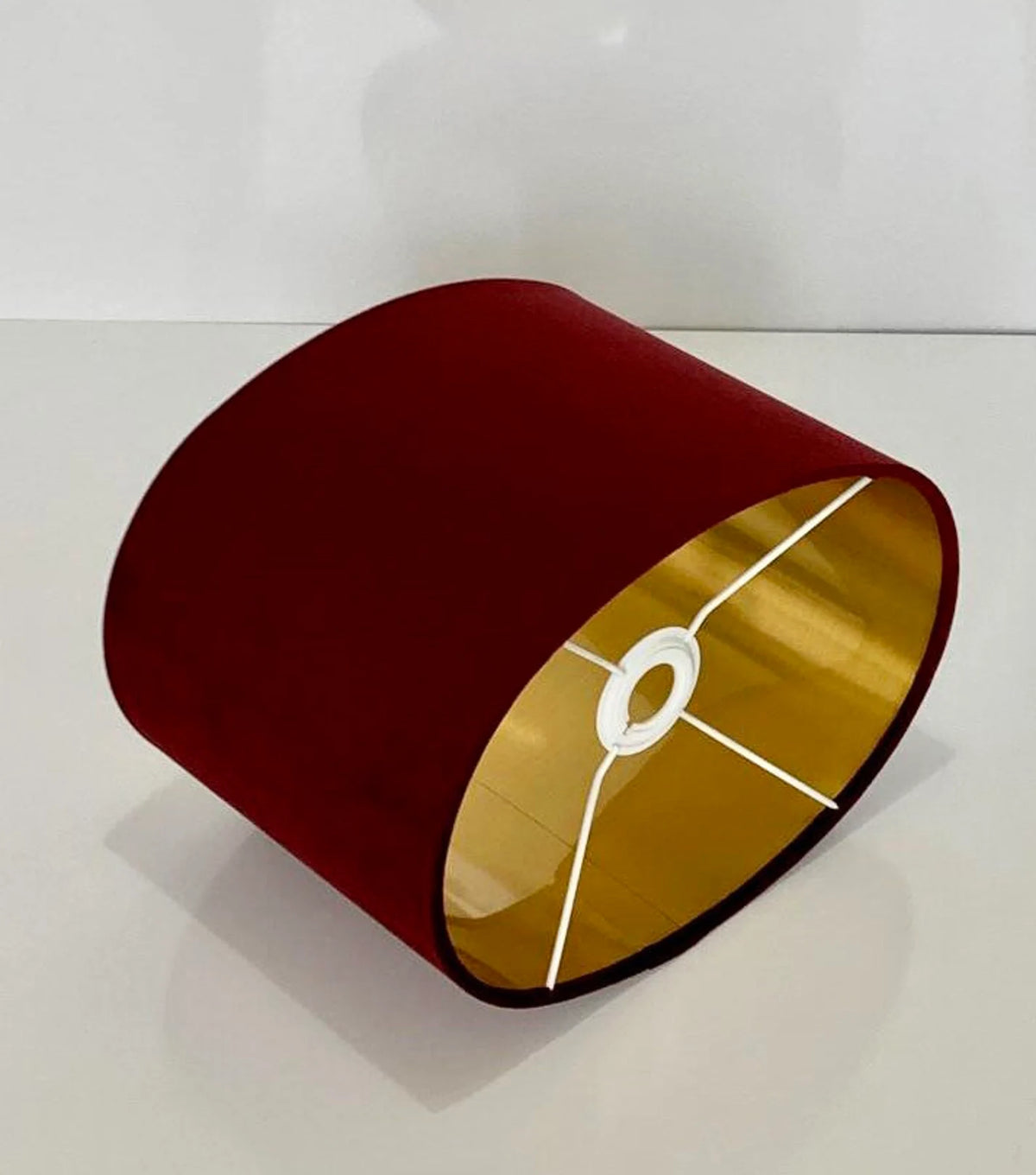 New luxury high quality burgundy red velvet fabric lamp shade oval shape lamp shade OVAL metallic lining