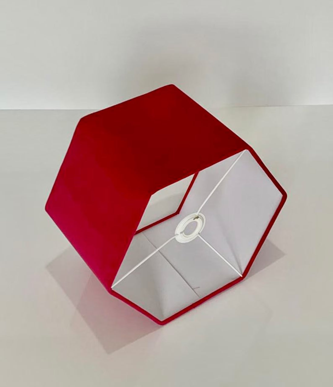 New high quality luxury upholstery velvet hot pink hexagon lamp shade pendant light shade