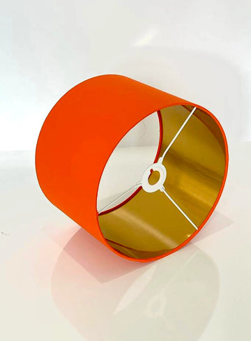 New high quality luxury orange cotton fabric lamp shade pendant light drum shape with metallic linings