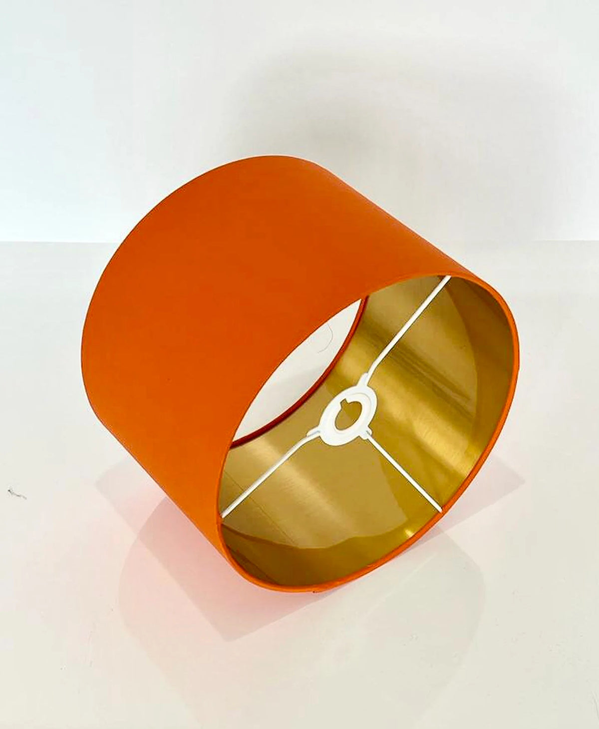 New high quality luxury orange cotton fabric lamp shade pendant light drum shape with metallic linings