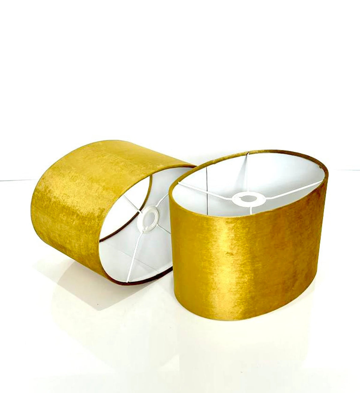 New luxury high quality mustard gold velvet fabric lamp shade oval shape lamp shade