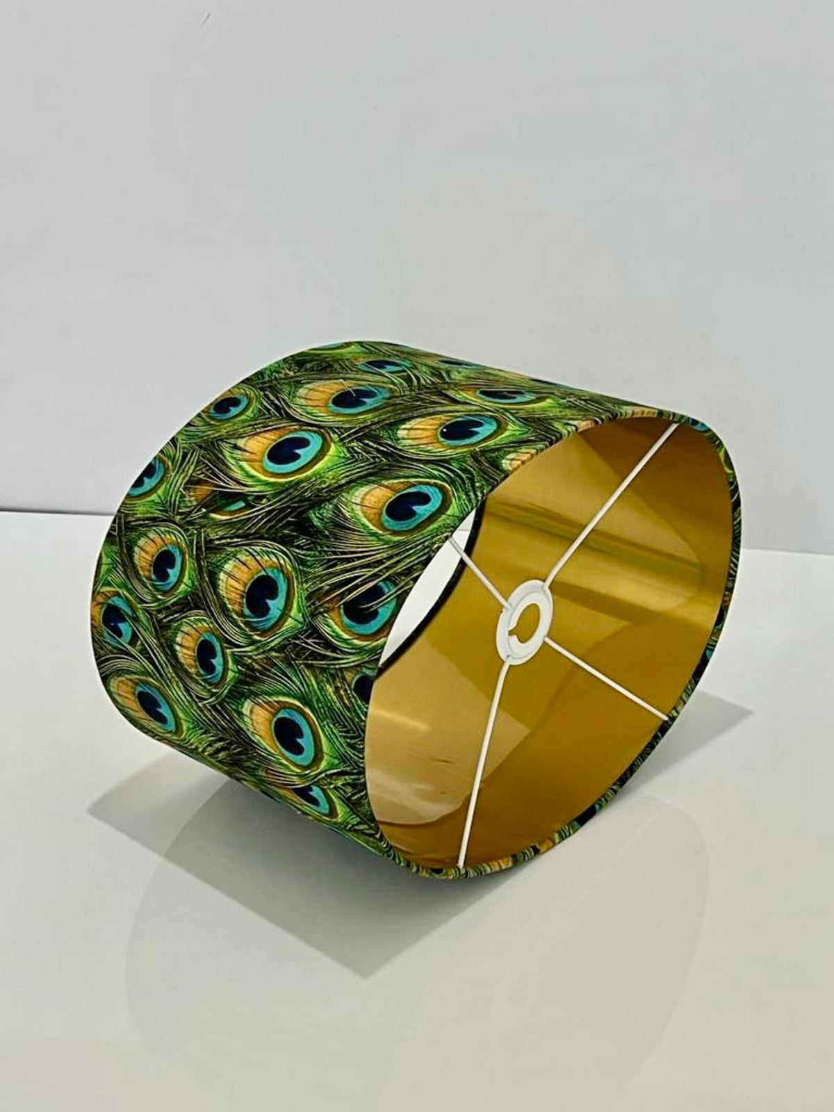 New oval shape peacock feathers print lamp shade pendant light available in multi sizes and shapes