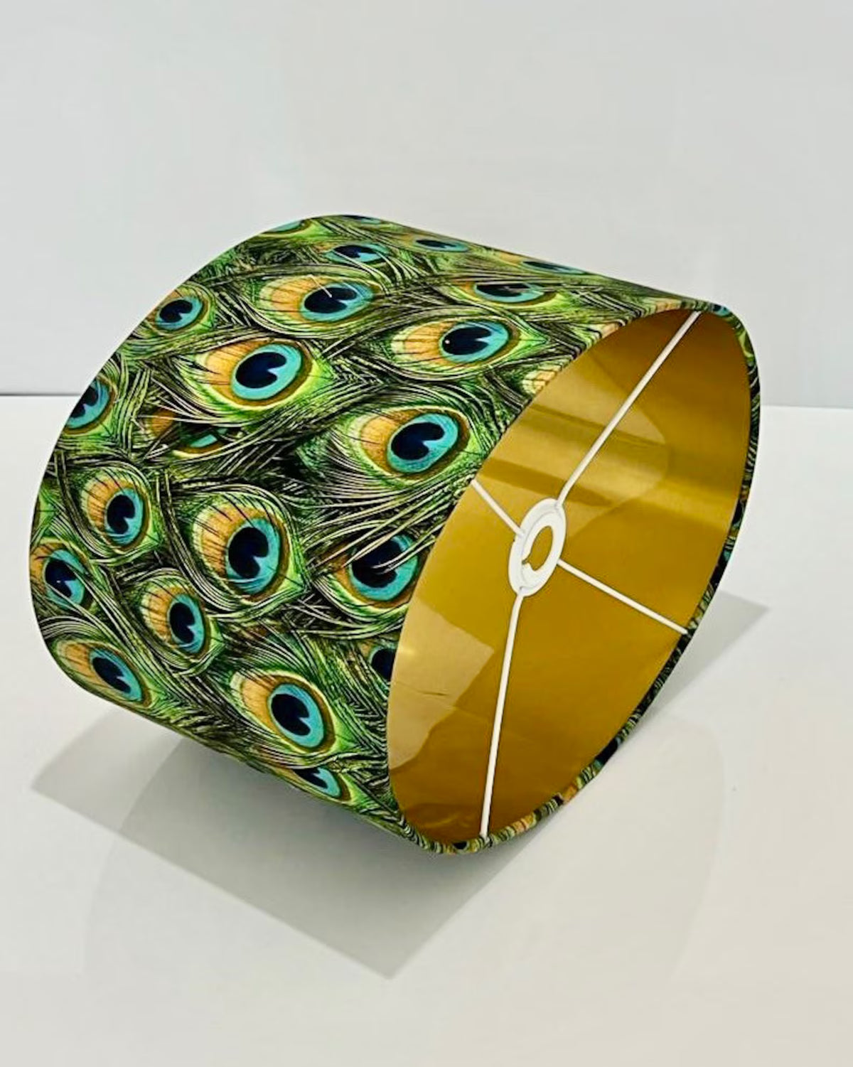 New oval shape peacock feathers print lamp shade pendant light available in multi sizes and shapes