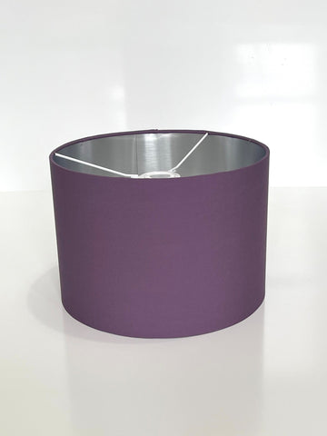 New high quality luxury plum purple 38 cotton fabric lamp shade pendant light drum shape with metallic linings