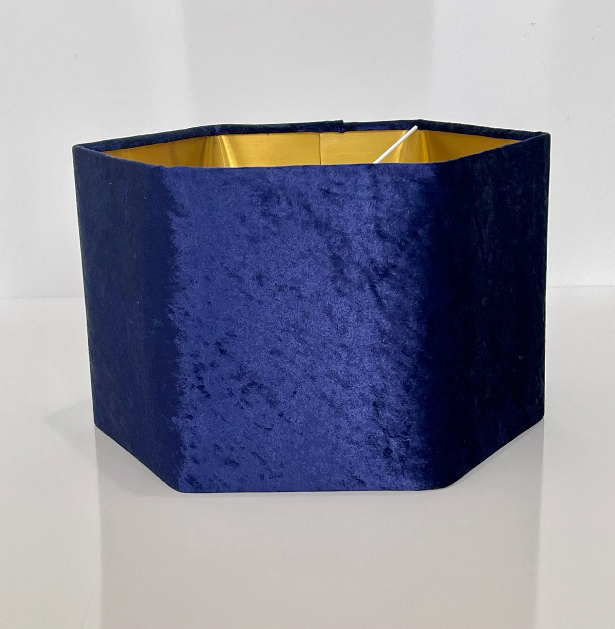New luxury premium quality hexagon velvet lamp shade pendant light shade navy With brushed gold lining