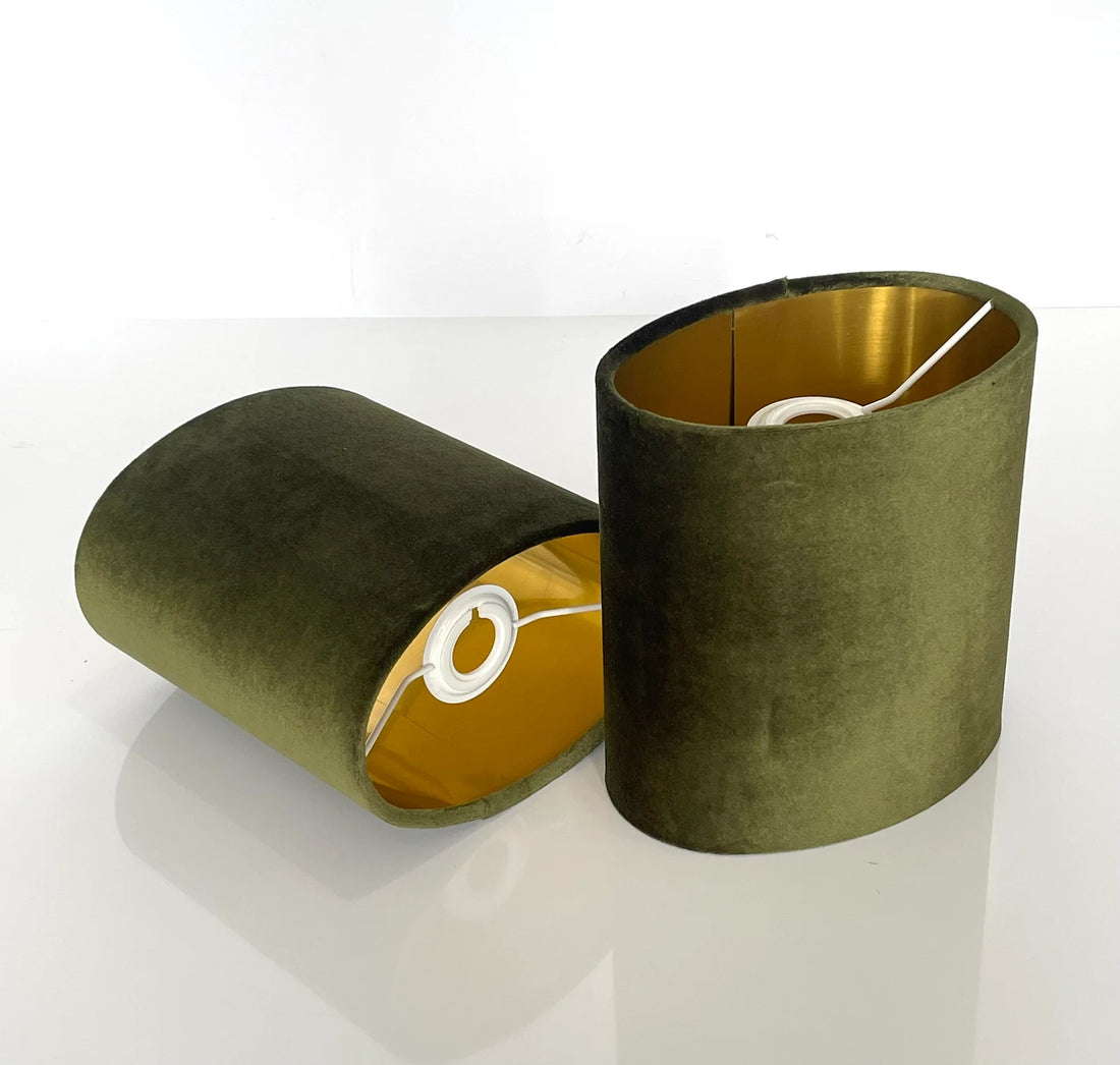 New handmade by order luxury high quality luxurious glamorous sage green velvet velvet fabric lamp shade oval shape lamp shade OVAL