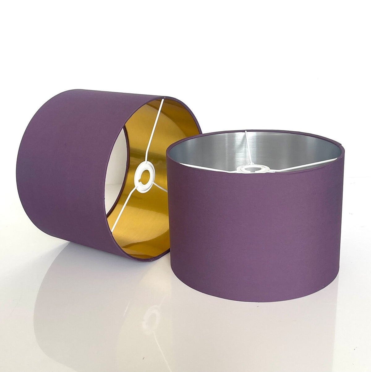 New high quality luxury plum purple 38 cotton fabric lamp shade pendant light drum shape with metallic linings