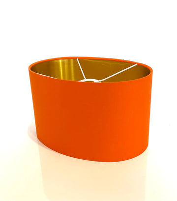 New luxury high quality orange cotton fabric lamp shade oval shape lamp shade OVAL metallic lining