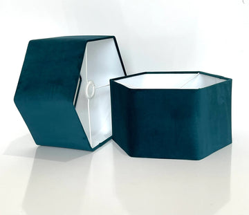 New high quality luxury upholstery velvet teal velvet hexagon lamp shade pendant light shade