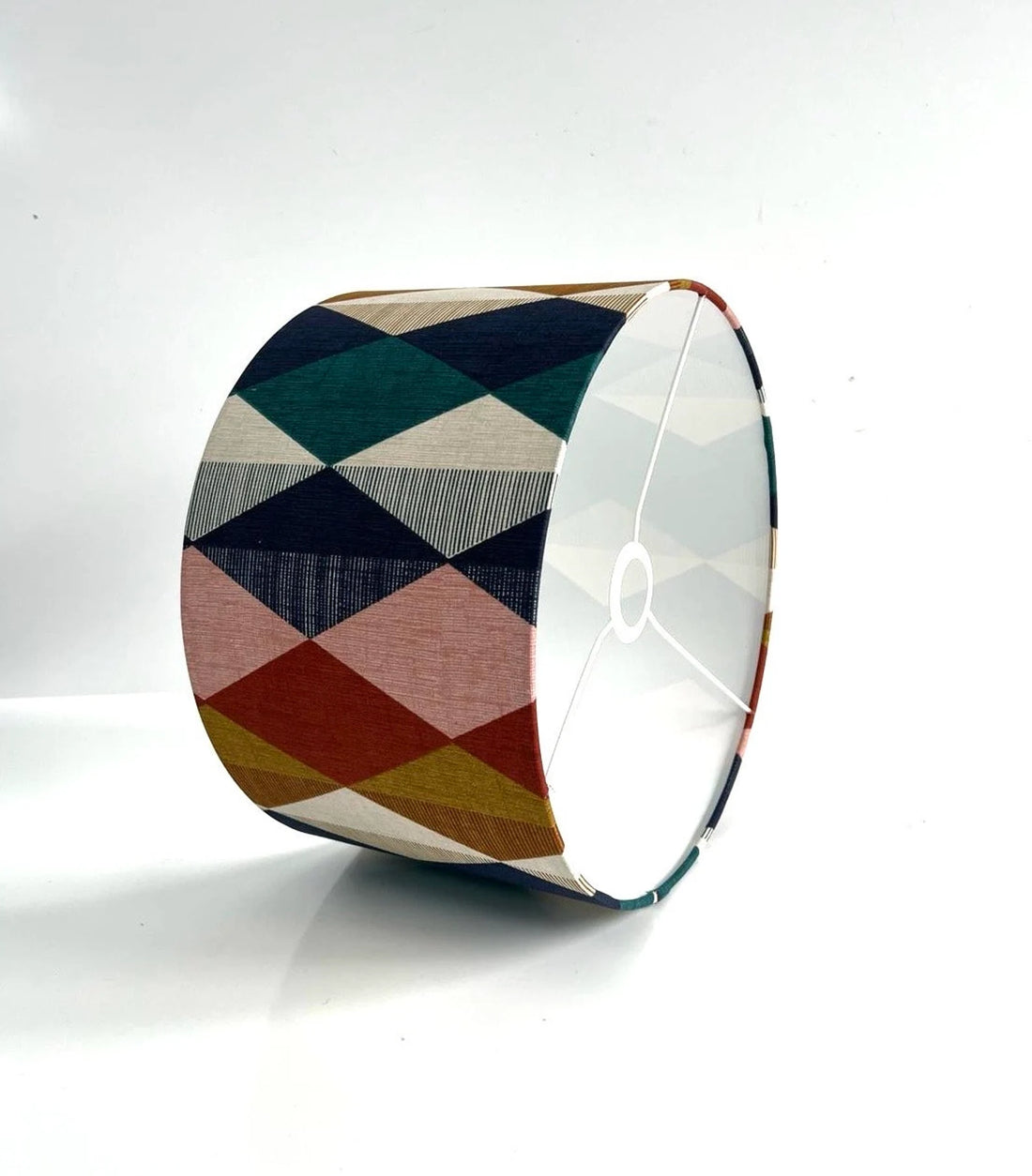New blue geometric pattern clark and clark denver diamond print multicoloured lamp shade pendant shade