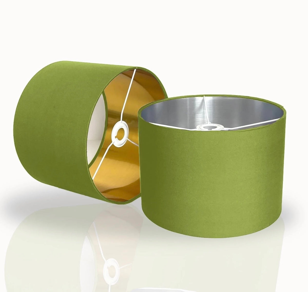 New high quality luxury sage green 11 cotton fabric lamp shade pendant light drum shape with metallic linings