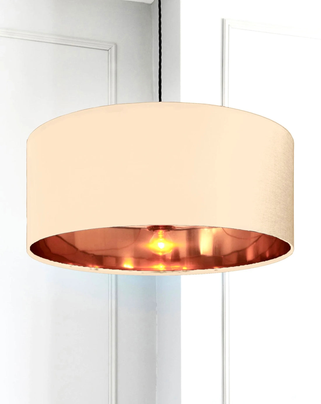New high quality luxury beige 1 cotton drum cotton fabric lamp shade pendant light drum shape with metallic linings