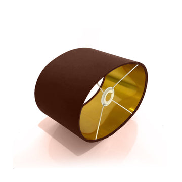 New luxury high quality chocolate brown 17 cotton fabric lamp shade oval shape lamp shade OVAL metallic lining