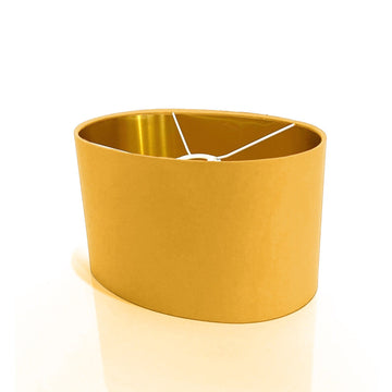 New luxury high quality handmade gold yellow 45 cotton fabric lamp shade oval shape lamp shade OVAL metallic lining