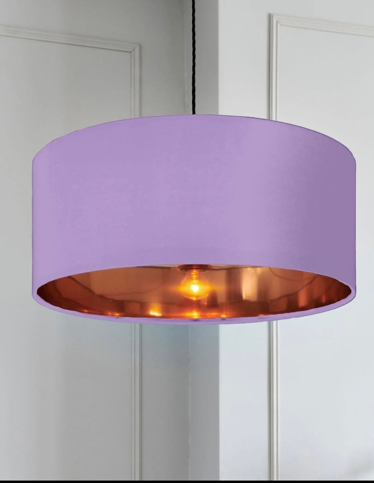 New high quality luxury dark lilac 36 cotton fabric lamp shade pendant light drum shape with metallic linings suitable for all purpose