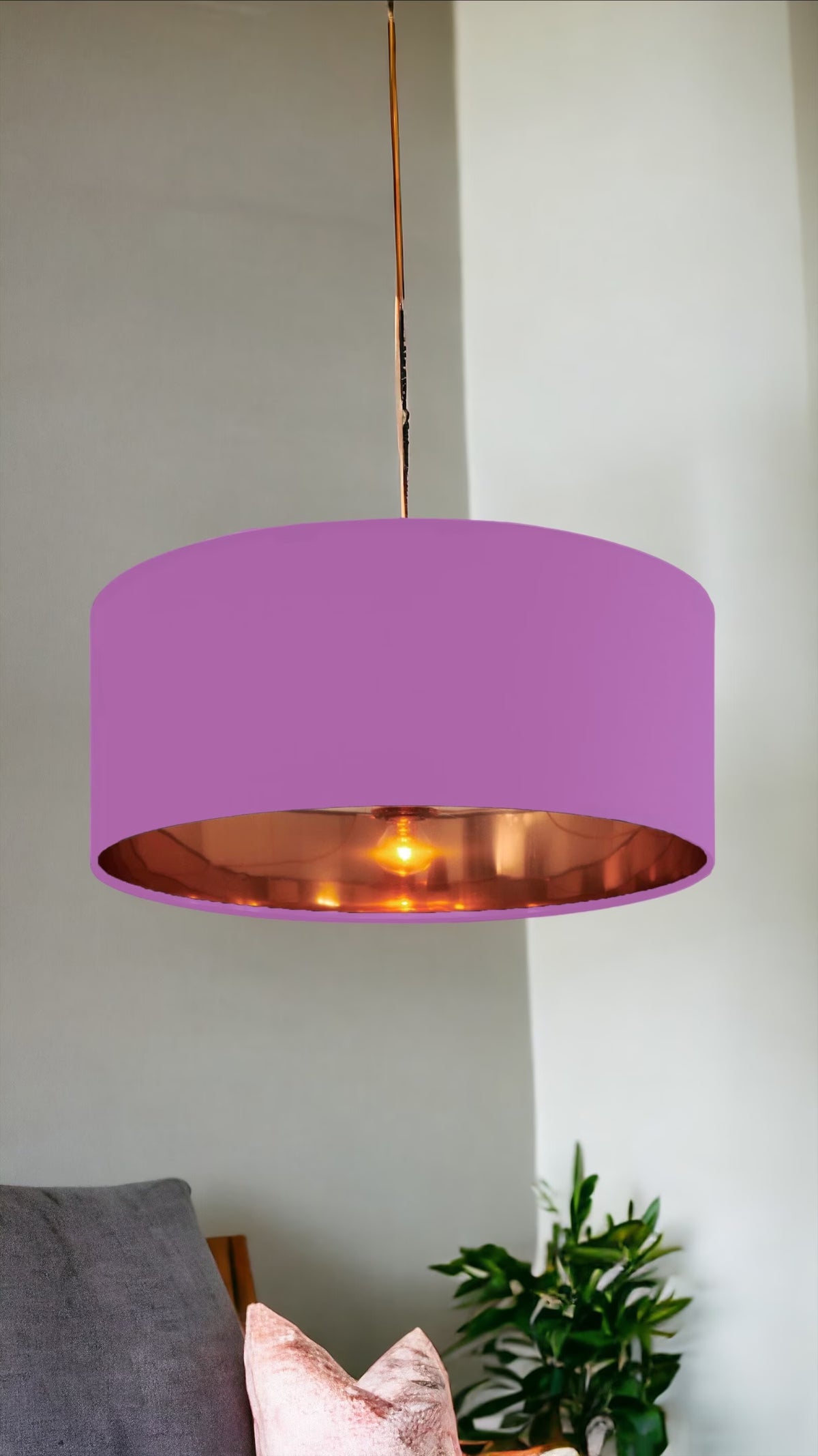 New high quality luxury lotus 24 drum cotton fabric lamp shade pendant light drum shape with metallic linings
