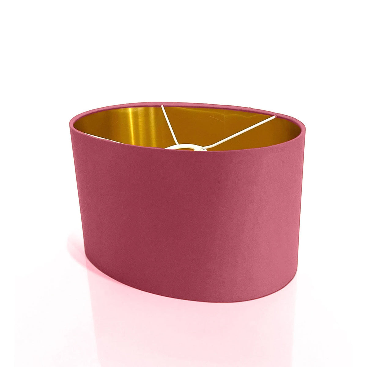 New luxury high quality raspberry pink 39 cotton fabric lamp shade oval shape lamp shade OVAL metallic lining