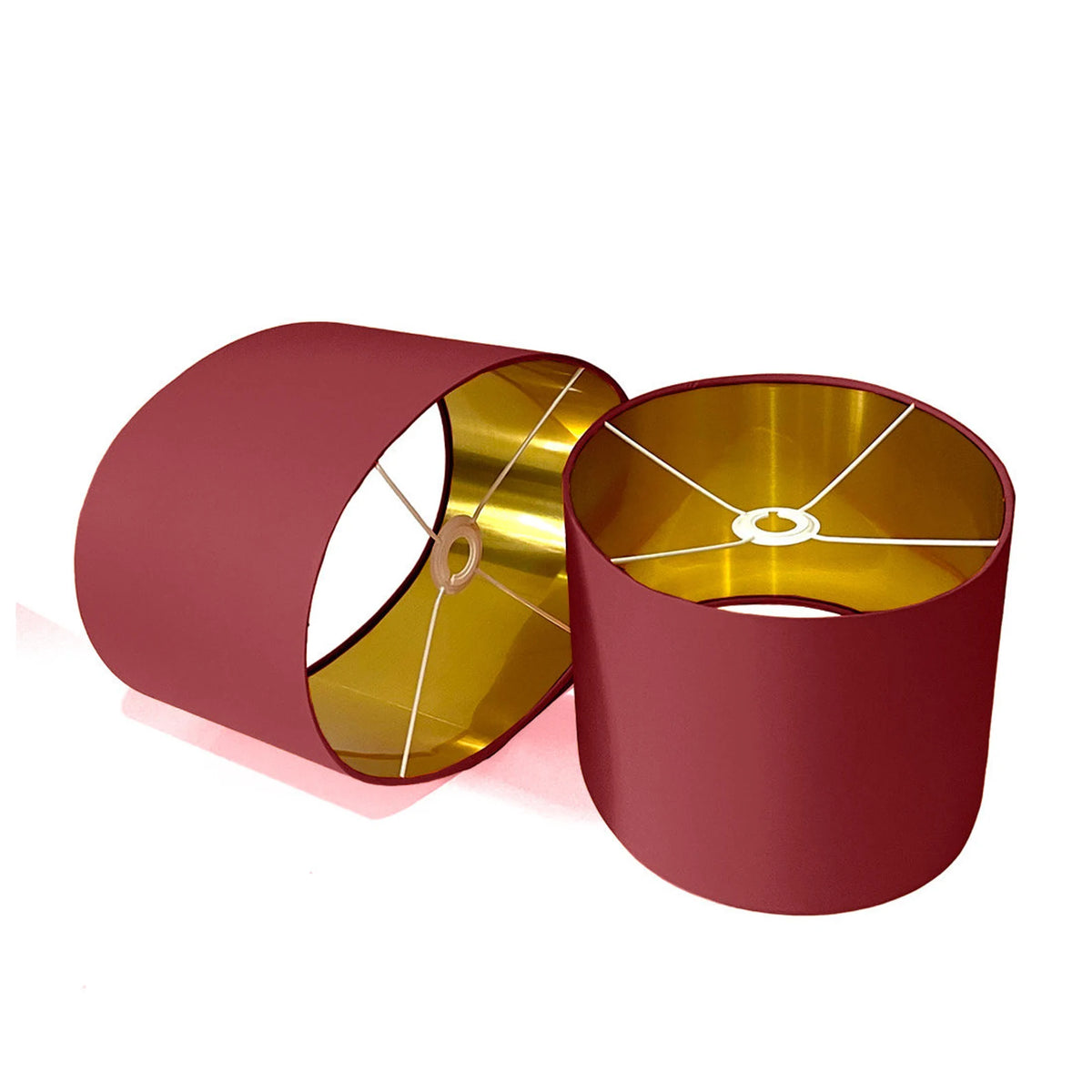 New luxury high quality terracotta red 59 cotton fabric lamp shade oval shape lamp shade OVAL metallic lining