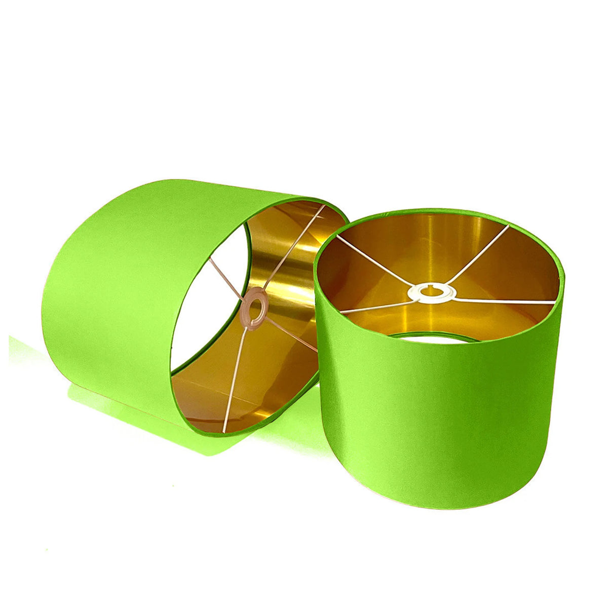 New luxury high quality Chartreuse bright green 16 cotton fabric lamp shade oval shape lamp shade OVAL metallic lining