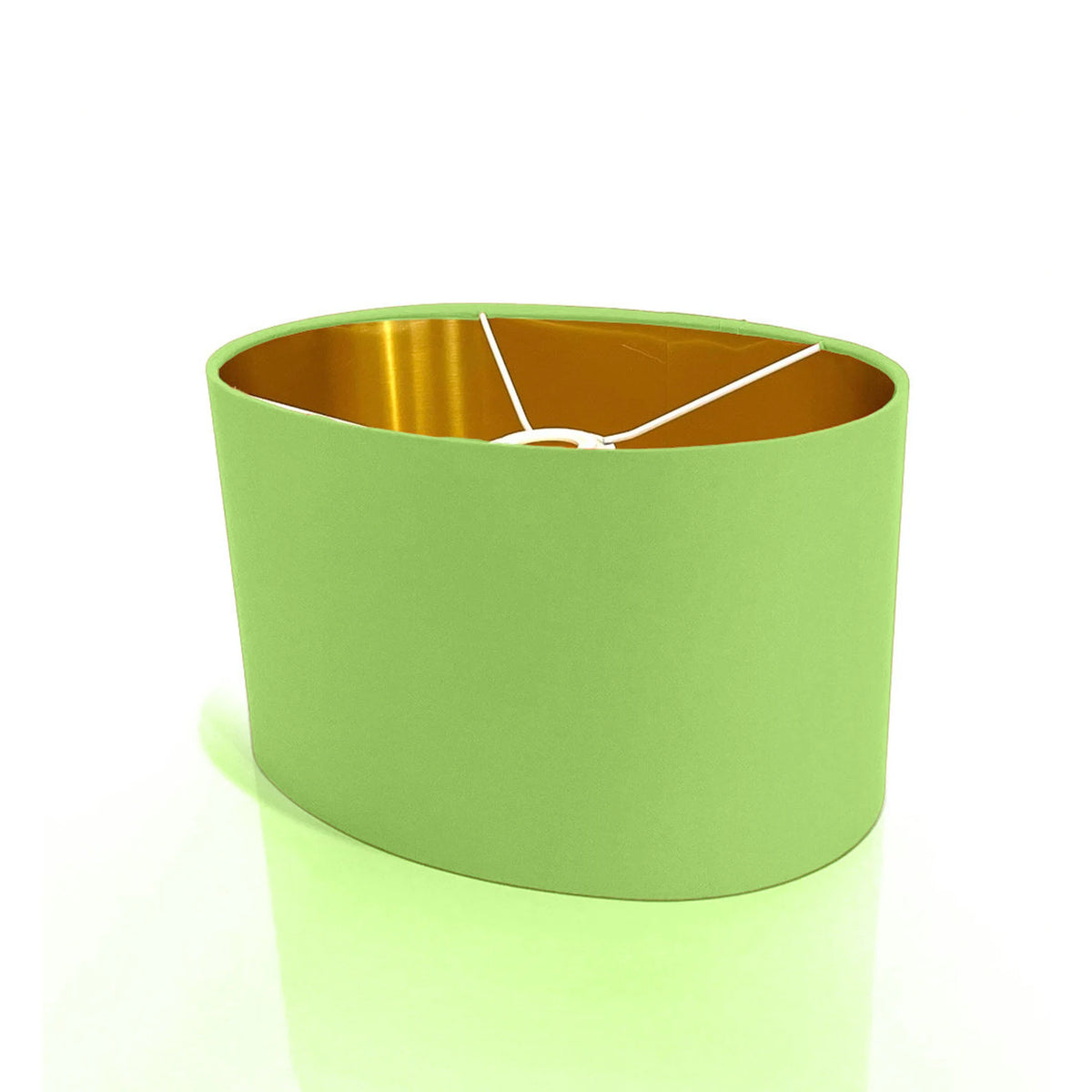 New luxury high quality Chartreuse bright green 16 cotton fabric lamp shade oval shape lamp shade OVAL metallic lining