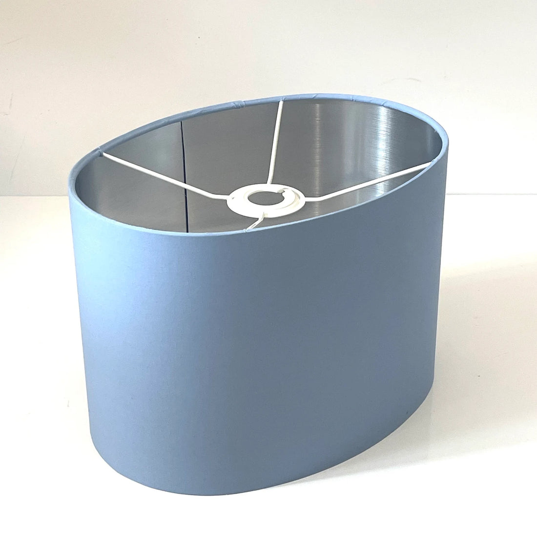 New luxury high quality candy blue 46 cotton fabric lamp shade oval shape lamp shade OVAL metallic lining