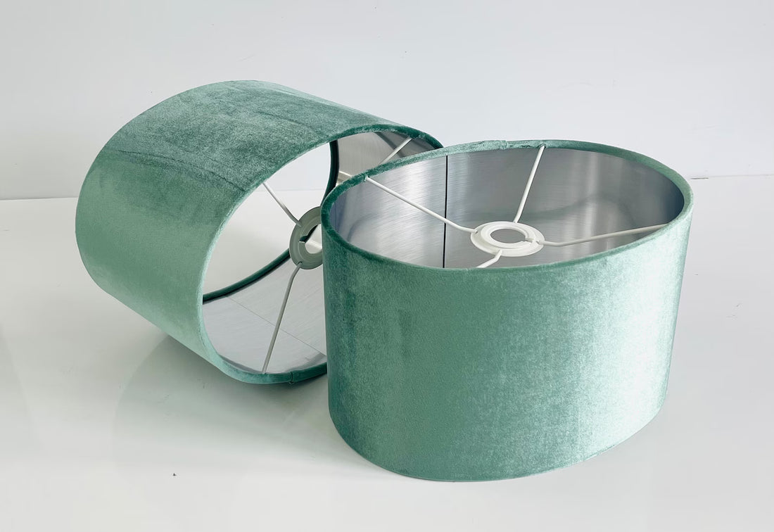 New luxury high quality luxurious glamorous seafoam duck egg velvet velvet fabric lamp shade oval shape lamp shade OVAL