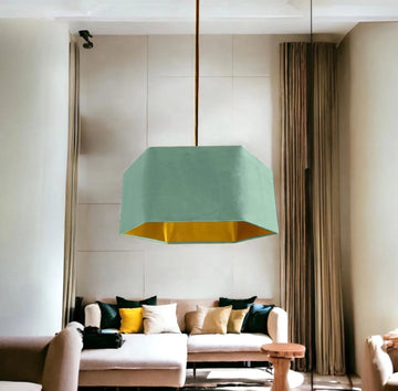 New luxury premium quality duck egg hexagon velvet lamp shade pendant light shade duck egg velvet With metallic lining