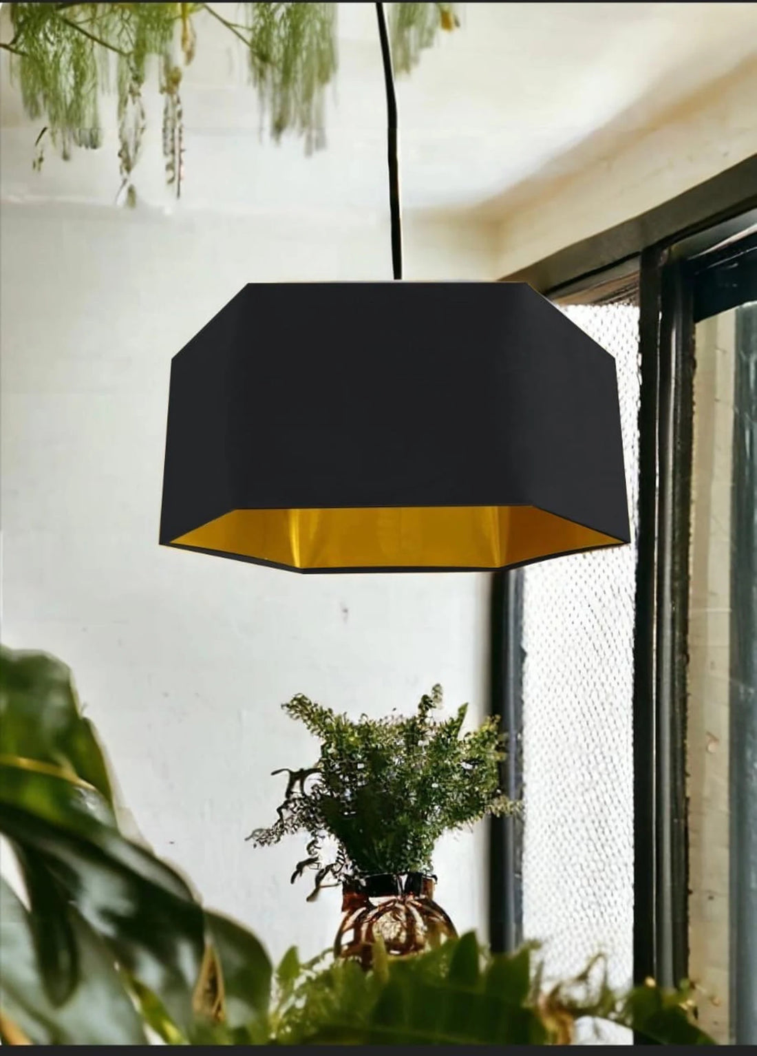 New luxury premium quality black hexagon velvet lamp shade pendant light shade black velvet With metallic lining