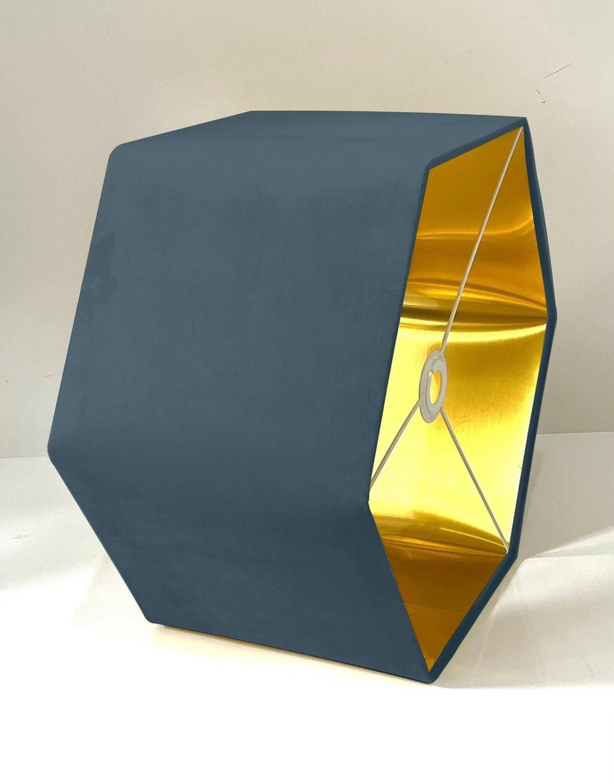 New luxury premium quality midnight blue hexagon velvet lamp shade pendant light shade light midnight blue velvet With metallic lining
