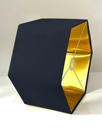 New luxury premium quality dark blue hexagon velvet lamp shade pendant light shade light dark blue velvet With metallic lining