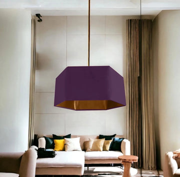 New luxury premium quality plum hexagon velvet lamp shade pendant light shade plum purple velvet With metallic lining