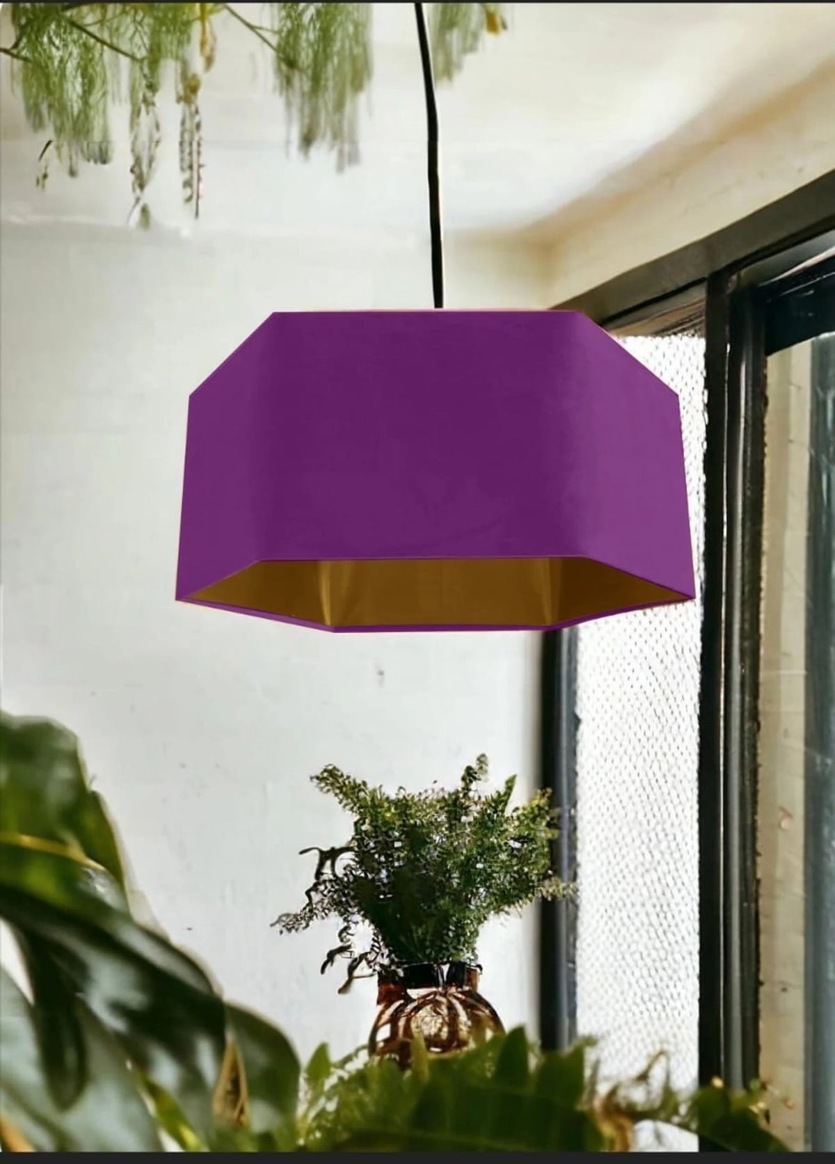 New luxury premium quality lavender purple hexagon velvet lamp shade pendant light shade lavender purple velvet With metallic lining