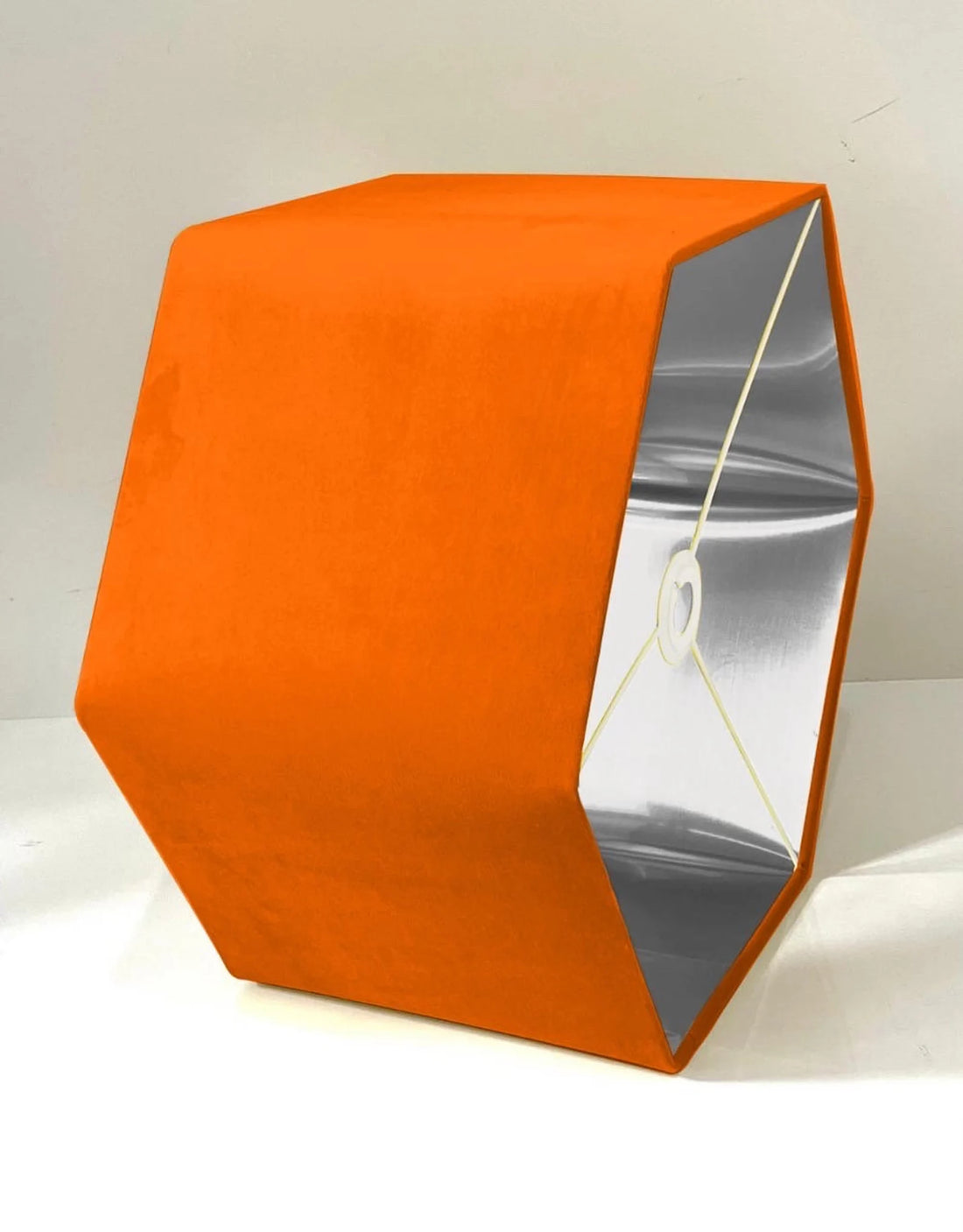 New luxury premium quality coral orange hexagon velvet lamp shade pendant light shade coral orange velvet With metallic lining