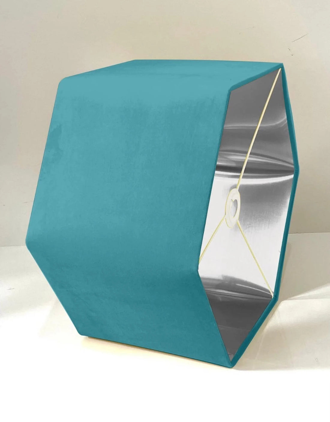 New luxury premium quality turquoise blue hexagon velvet lamp shade pendant light shade light turquoise blue velvet With metallic lining