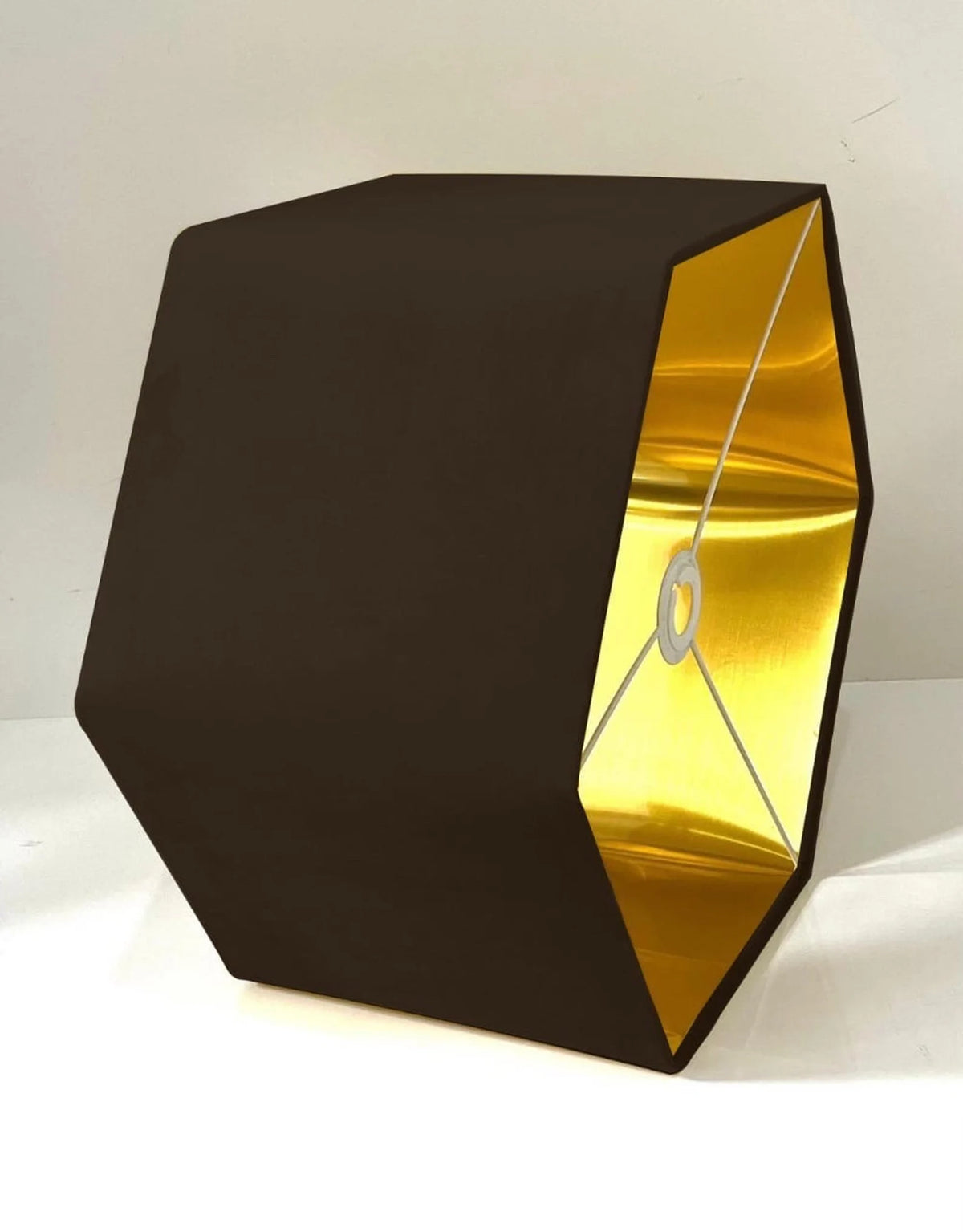 New luxury premium quality dark brown hexagon velvet lamp shade pendant light shade light dark brown velvet With metallic lining