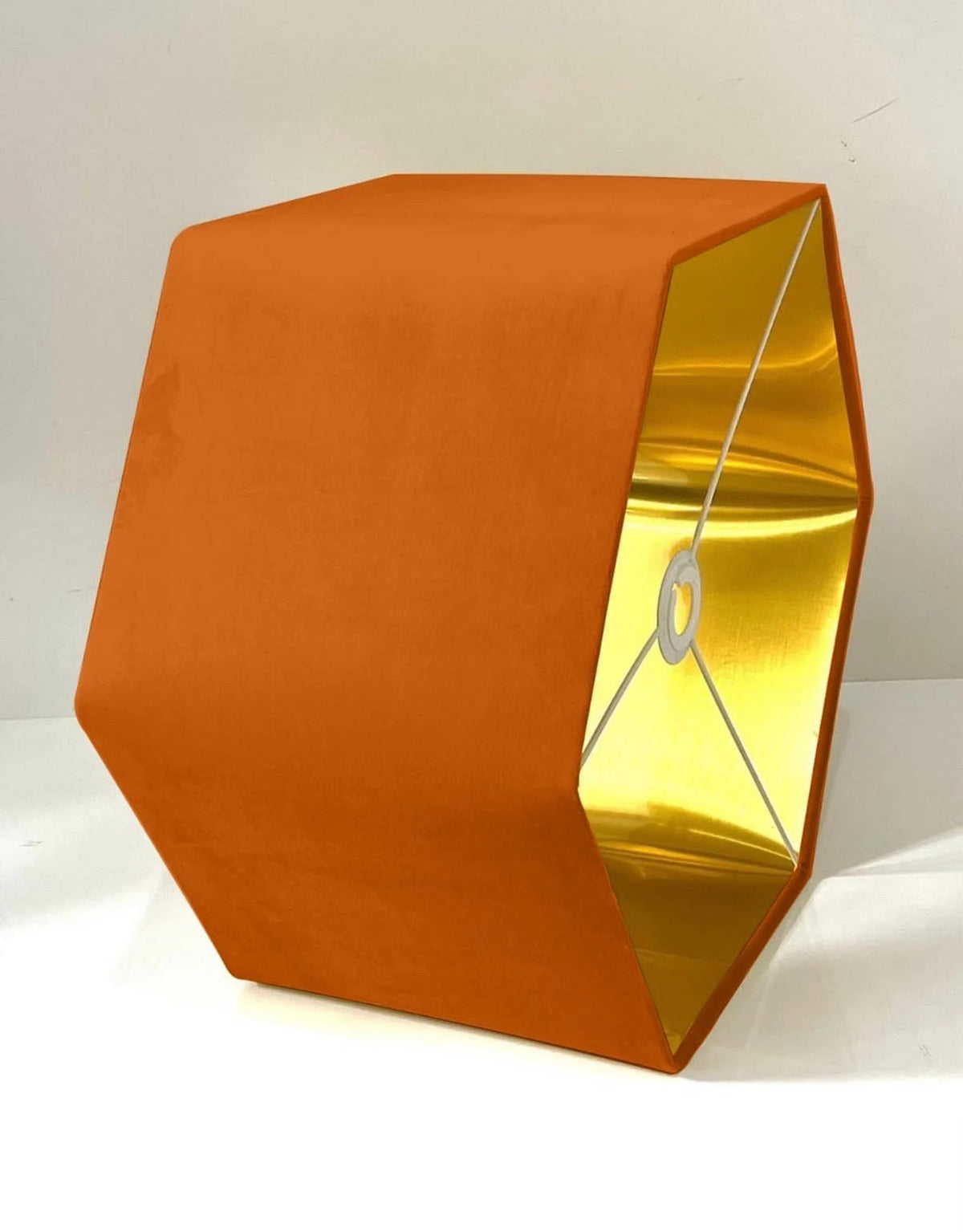 New luxury premium quality pumpkin orange hexagon velvet lamp shade pendant light shade light pumpkin orange velvet With metallic lining