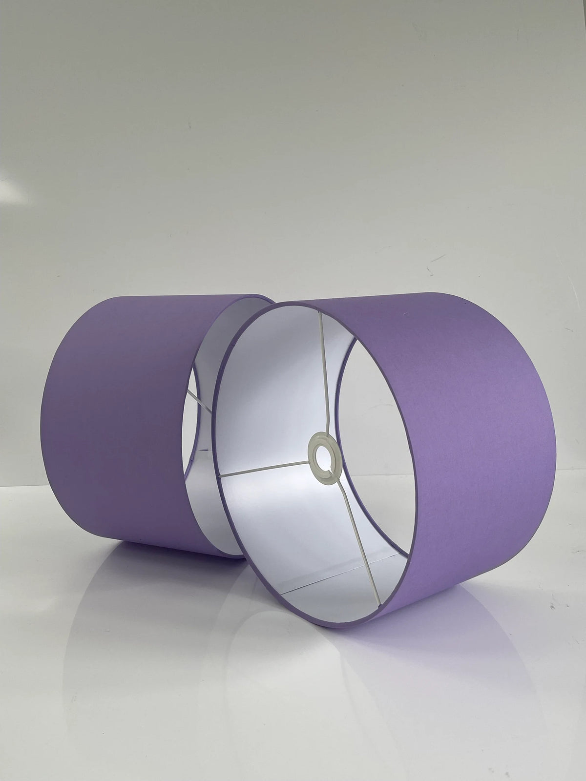 New luxury high quality dark lilac purple cotton 36 fabric lamp shade oval shape lamp shade drum plain white lining