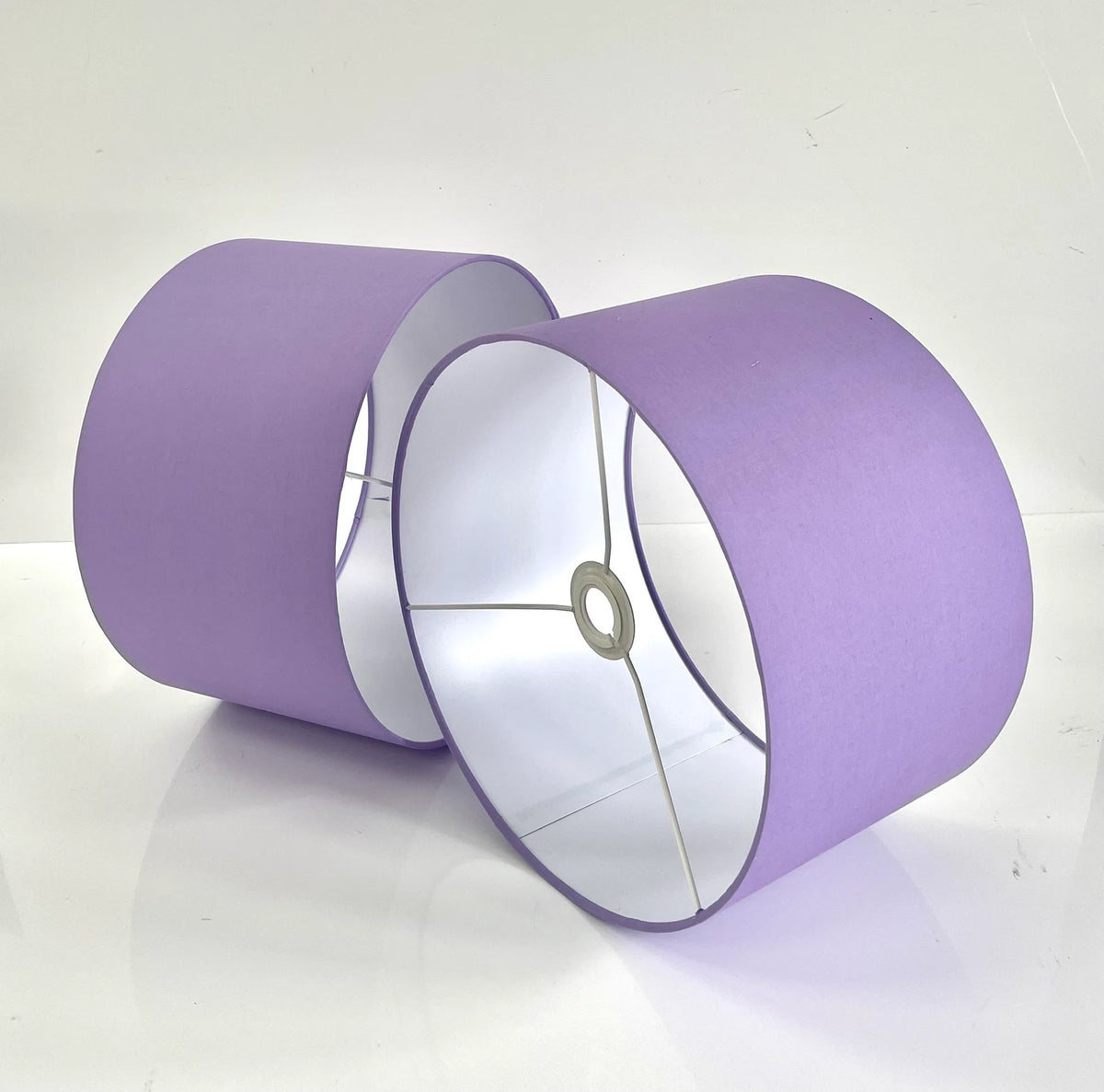 New luxury high quality dark lilac purple cotton 36 fabric lamp shade oval shape lamp shade drum plain white lining