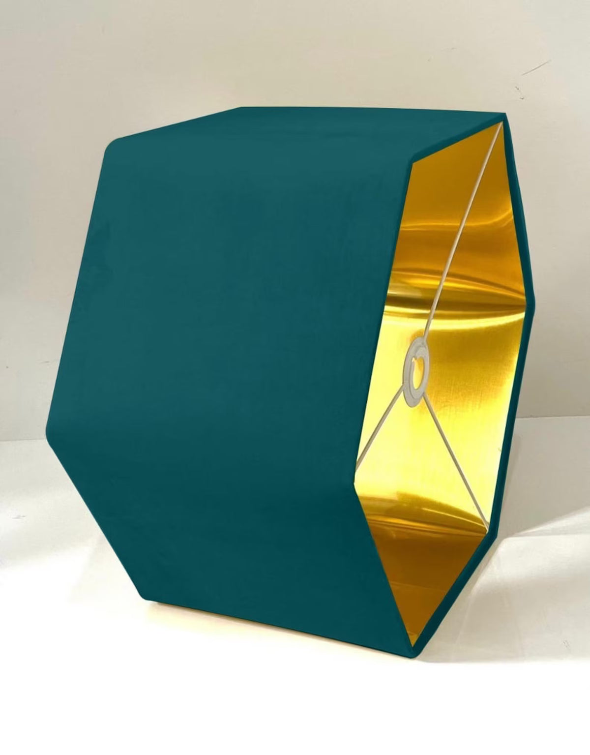 New luxury premium quality teal hexagon velvet lamp shade pendant light shade light teal velvet With metallic lining