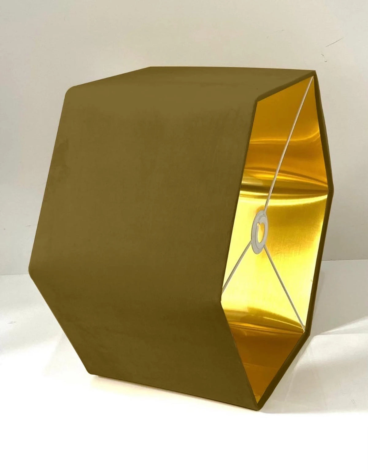 New luxury premium quality sage hexagon velvet lamp shade pendant light shade light sage green velvet With metallic lining