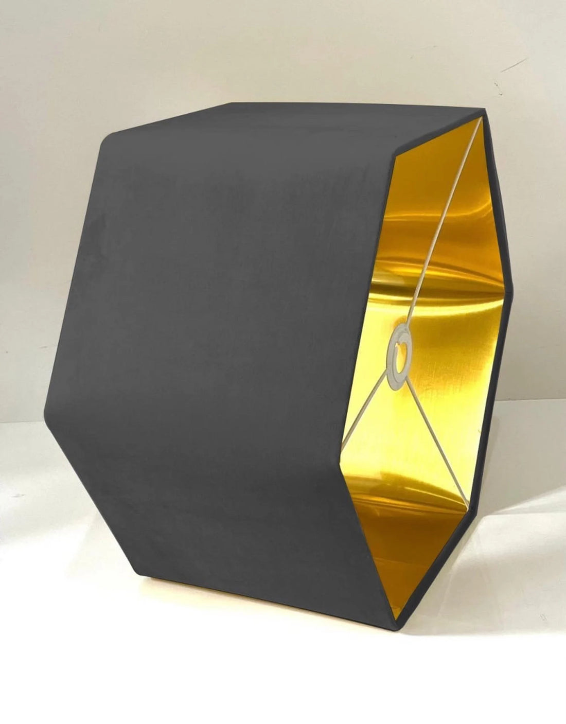 New luxury premium quality royal graphite grey hexagon velvet lamp shade pendant light shade light graphite grey velvet With metallic lining