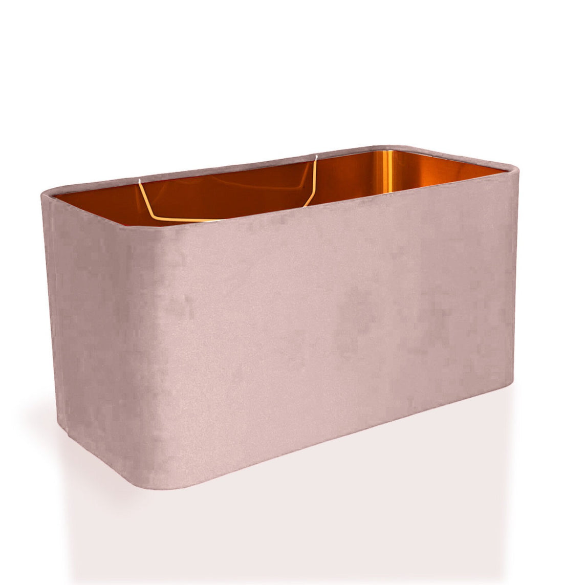 New made to order blush pink velvet lamp shade and pendant light shade rounded rectangular shape metallic panels lining for all purpose