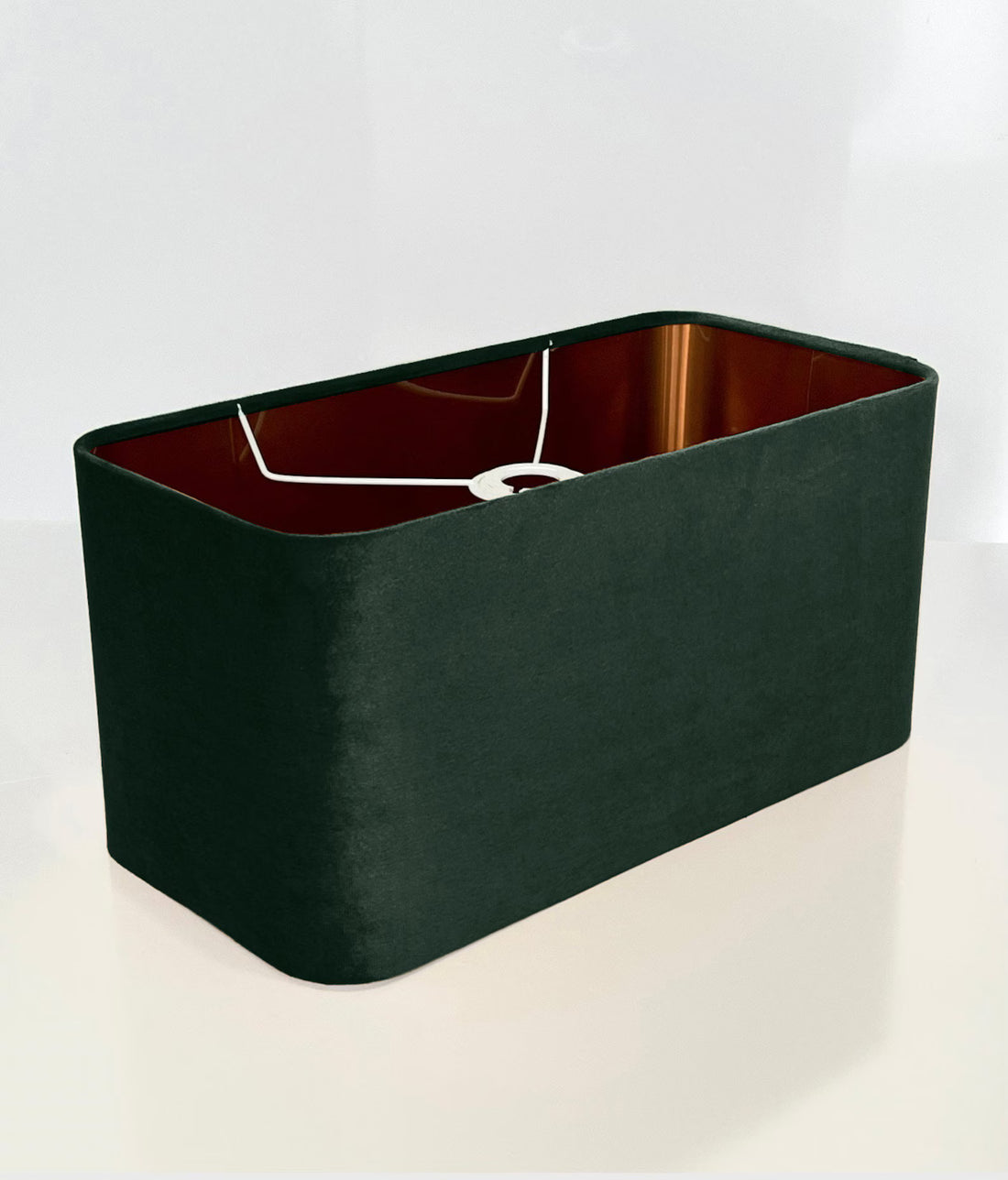 New luxury velvet bottle green lamp shade and pendant light shade rounded rectangular shape with metallic panels lining for all purpose