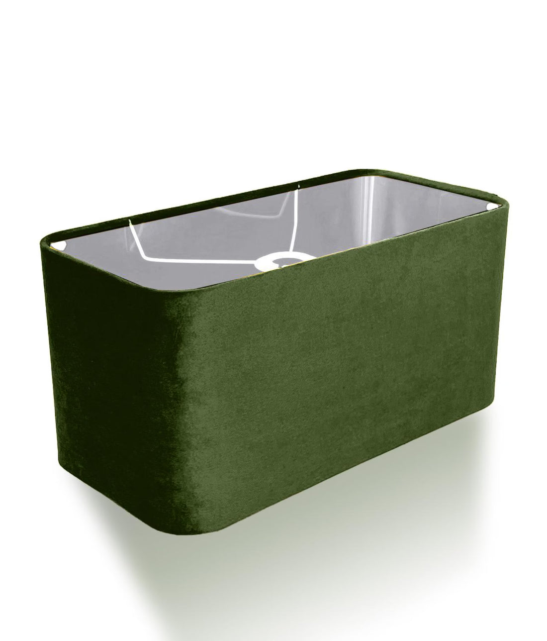 New made to order forest green velvet lamp shade and pendant light shade rounded rectangular shape metallic panels lining for all purpose