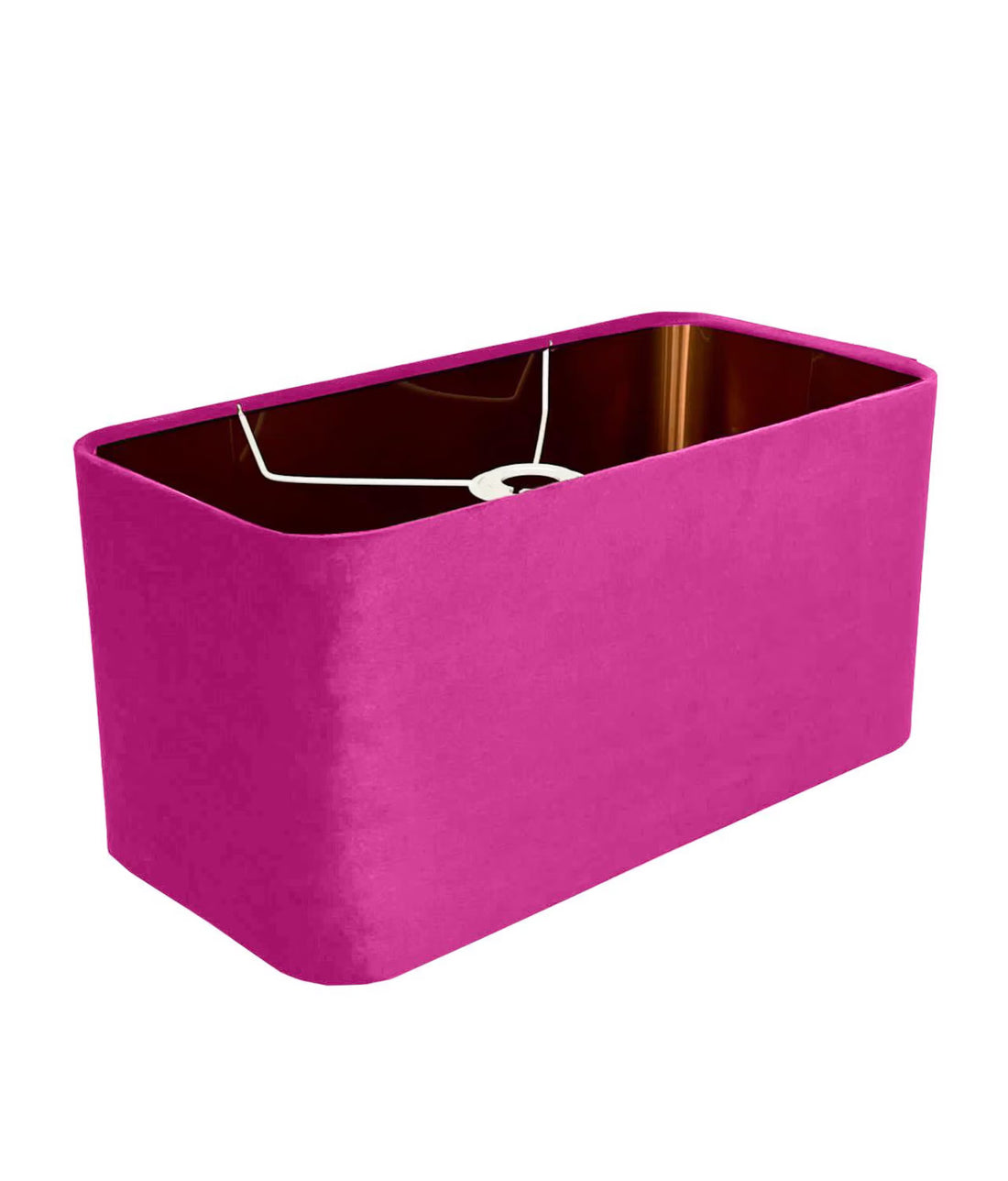 New made to order marchanda pink velvet lamp shade and pendant light shade rounded rectangular shape metallic panels lining for all purpose