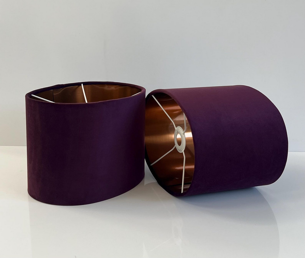 New luxury high quality handmade plum purple velvet fabric lamp shade oval shape lamp shade OVAL metallic lining